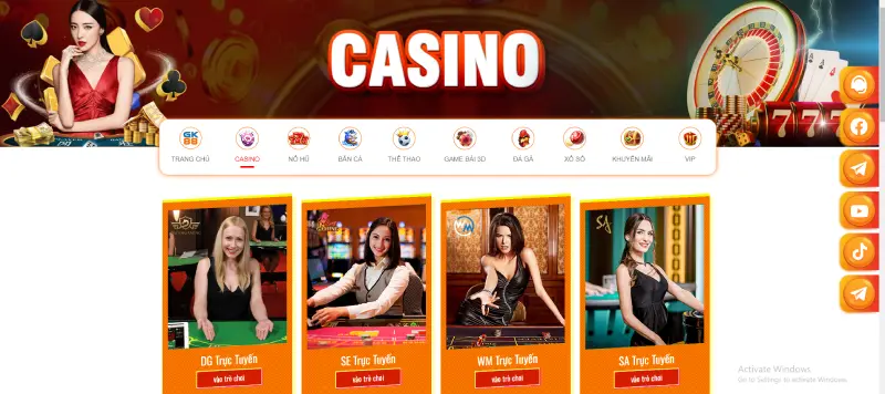 Sảnh casino đẳng cấp, hiện đại tại nhà cái