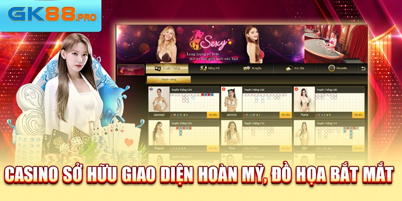 Casino sở hữu giao diện hoàn mỹ, đồ họa bắt mắt