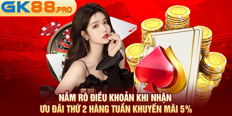 Nắm rõ điều khoản khi nhận ưu đãi thứ 2 hàng tuần khuyến mãi 5%