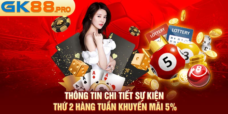 Thông tin chi tiết sự kiện thứ 2 hàng tuần khuyến mãi 5%